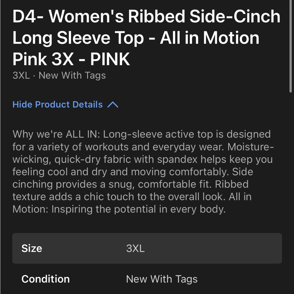 All in Motion Light Pink Long Sleeve Top - Picture 3 of 3